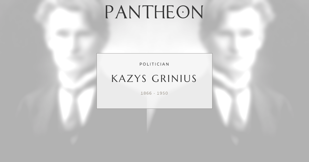 Kazys Grinius Biography Pantheon